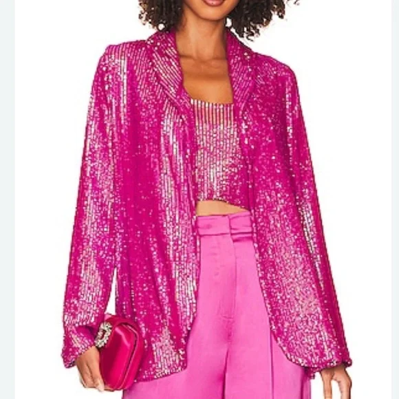 NEW Show Me Your Mumu Dance Blazer Disco Pink Sequins Size Medium - Picture 3 of 14